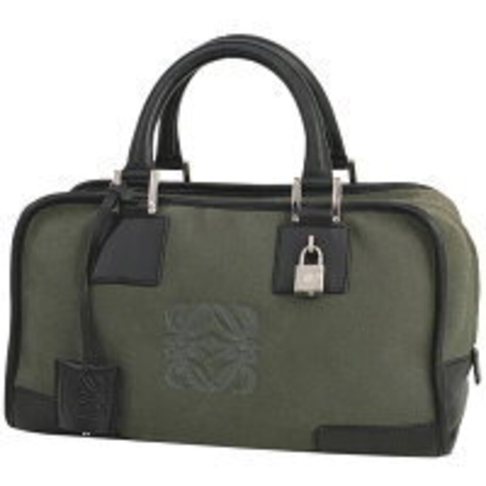 LOEWE Amazona Logo Anagram Handbag Grey Suede
